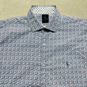 Tailorbyrd Button Up Shirt Golf Casual 100% Cotton All Over Pattern Mens XL Blue